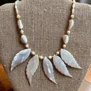 ABALONE  Leaf shell necklace 18" with 2.5" leaves